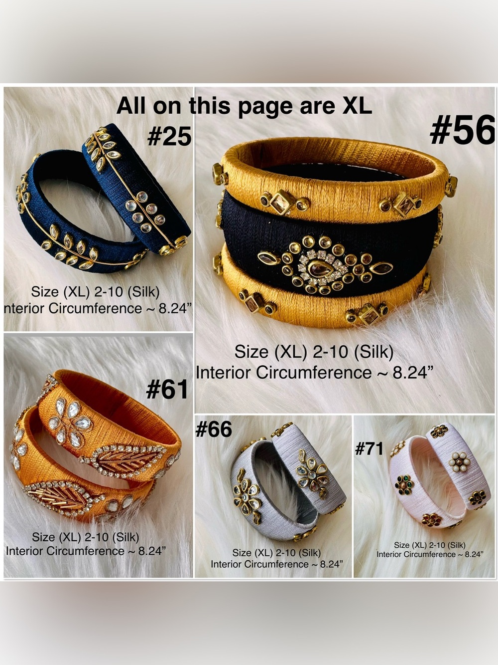 🎡🎡Handmade Silk or Cotton Wrapped Bangle Set of your choice in various sizes - Picture 6 of 16